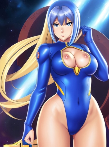 AI generated babe Zero Suit Samus mostrando il suo grande paio di tette