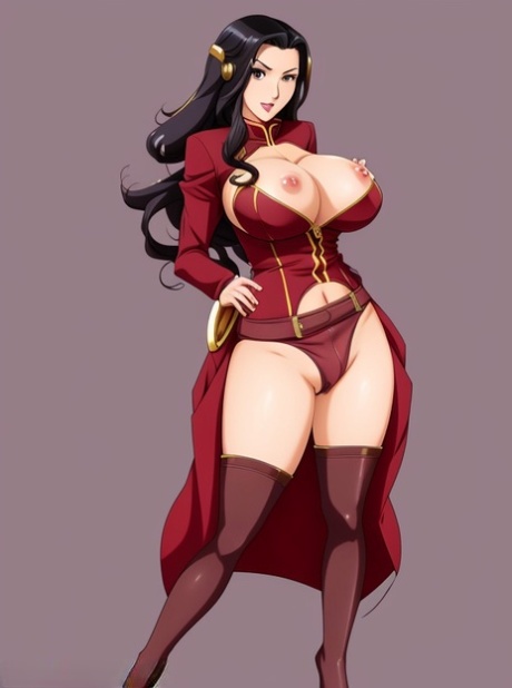 Curvaceous anime bombshell Asami Sato displaying her monster tits and pussy