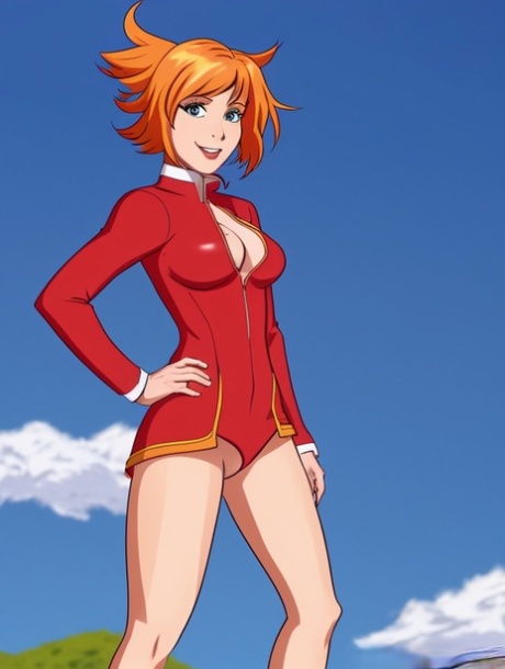 La chica anime pelirroja Gwen Tennyson posando en su compilación caliente