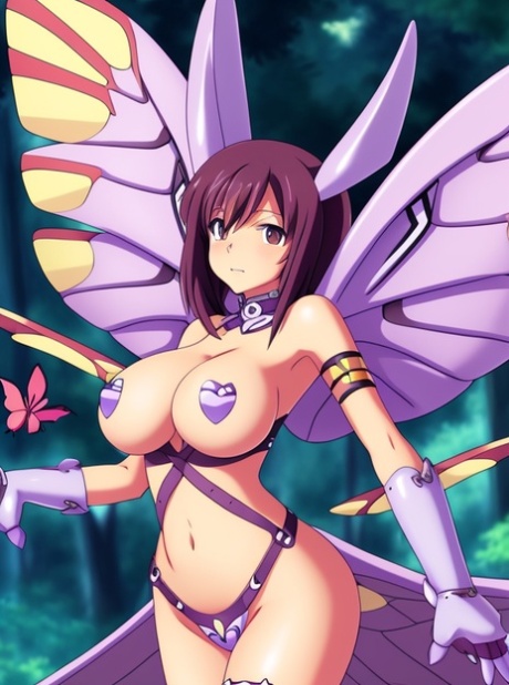 Big-breasted Hentai babe Hudiemon Digimon ukazuje její dokonalé tělo přesýpacích hodin