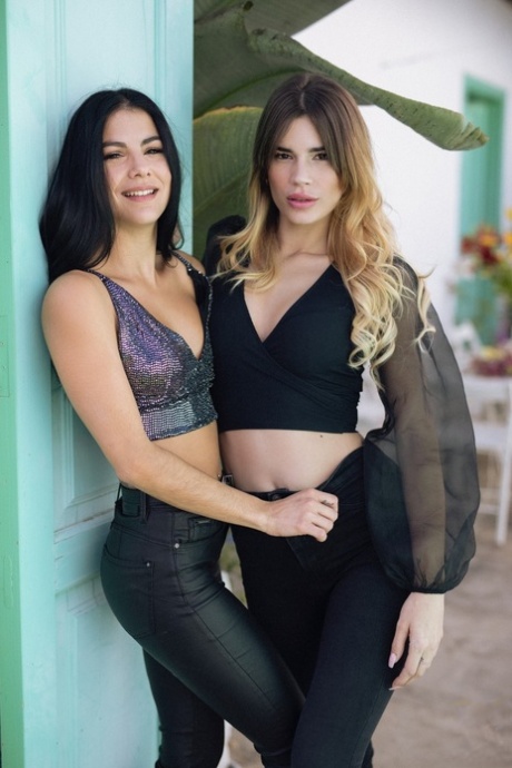 Sexy lesbians Estefania Pahe & Lorena Hidalgo strip naked while fooling around