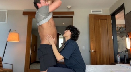 Skinny twink Chenny getting his innocent asshole stretched by Cade Maddox