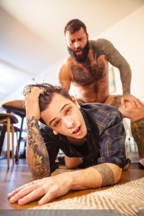 Sexy tattooed hunks Dex Parker and Markus Kage bang each other hard