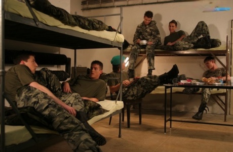 Gay military men have a wild anal orgy with new recruit Tomas Mark