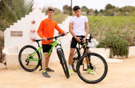 Horny twinks Agus Piney & Caruso Rainbow bang each other after a bicycle ride