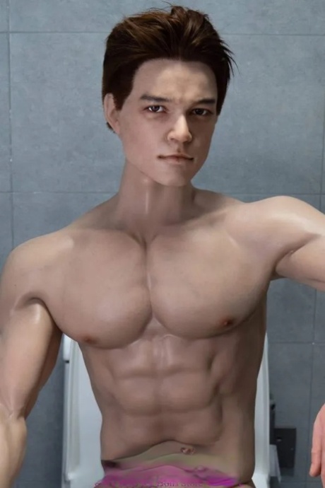 Realistic male sex doll shows his athletic body and his big dick