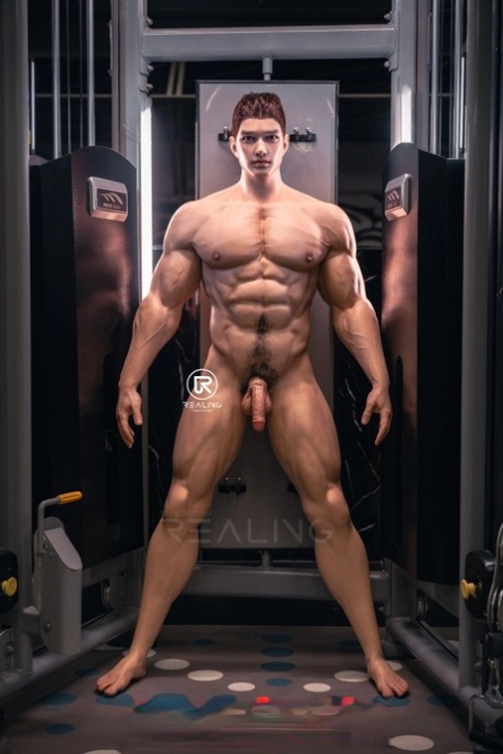 Hot muscular male sex doll Zack teases with his amazing muscles and big dick