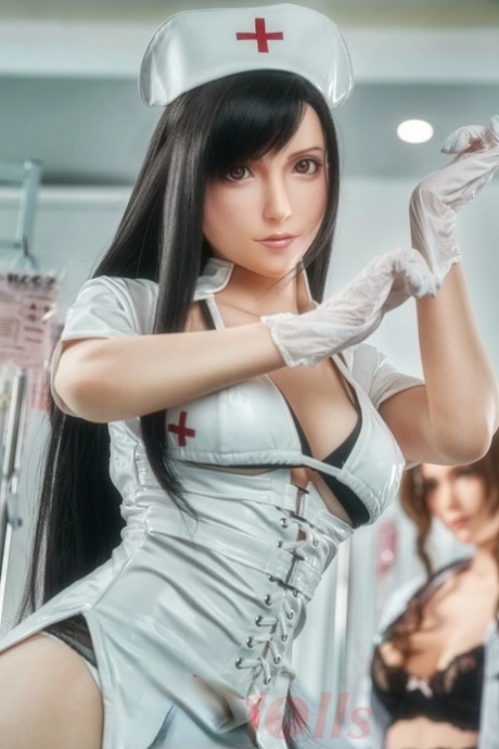 Nurse silicone sex dolls pose in their sexy uniforms and flirt with each other