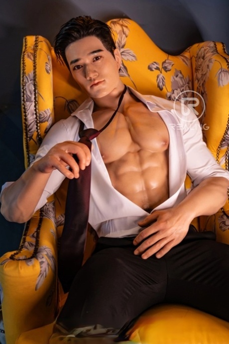 Handsome male sex adult doll Bernardo flaunts his six pack and hard boner