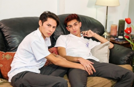 Beautiful European gay Latinos sucking, rimming and fucking on the sofa