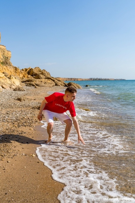 European teen Jane White losing her anal virginity on the sandy beach