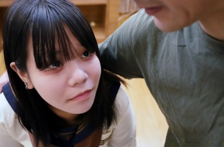 Cute Japanese schoolgirl Kumi blows and humps her teacher