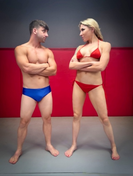 Female wrestler Agatha Delicious dominates and fucks her sparring partner