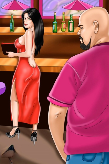 Hot anime shemale bartender pegging en stud skikkelig til de begge cum
