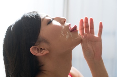 Horny Japanese Chiaki Hidaka tastes sticky sperm after lovely passionate sex